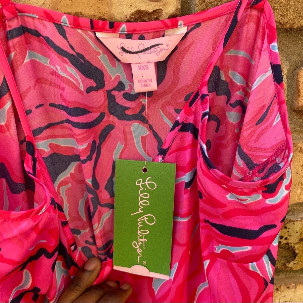 Lilly Pulitzer Pink Floral Print Drawstring Shorts Romper